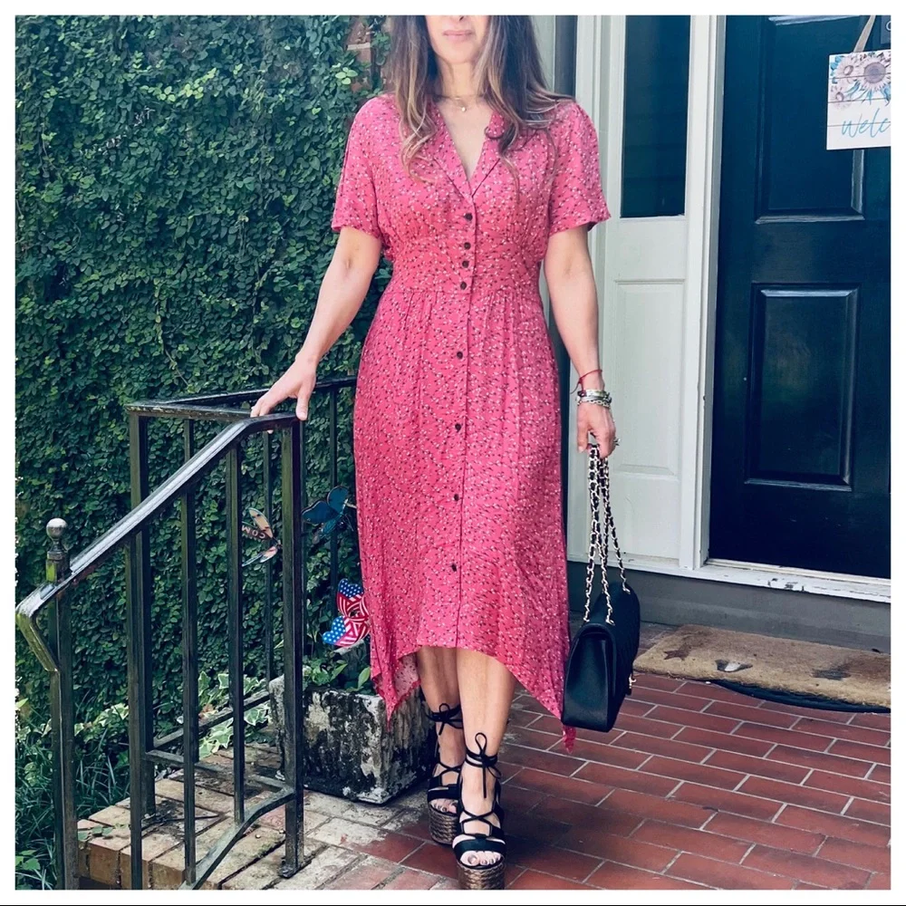 Fabulous Gisele Floral Print Shirt Midi Dress - Picture 9 of 9